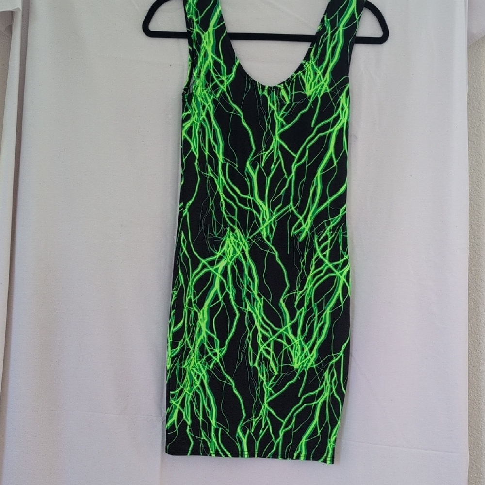 Neon UV Glow Green Lightning Print - Picture 2 of 2